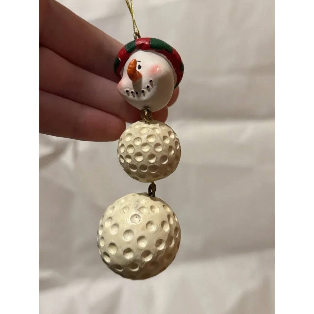 Golfball Snowman Ornament Vintage 90s